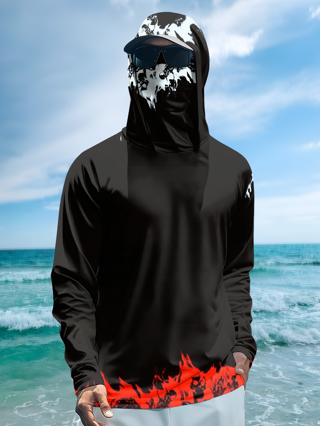 Kaos Pancing Pria Lengan Panja - Fishing Hoodie ulasan dan harga